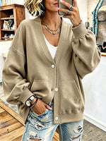 Cozy Chic Oversized V-neck Button-down Cardigan
