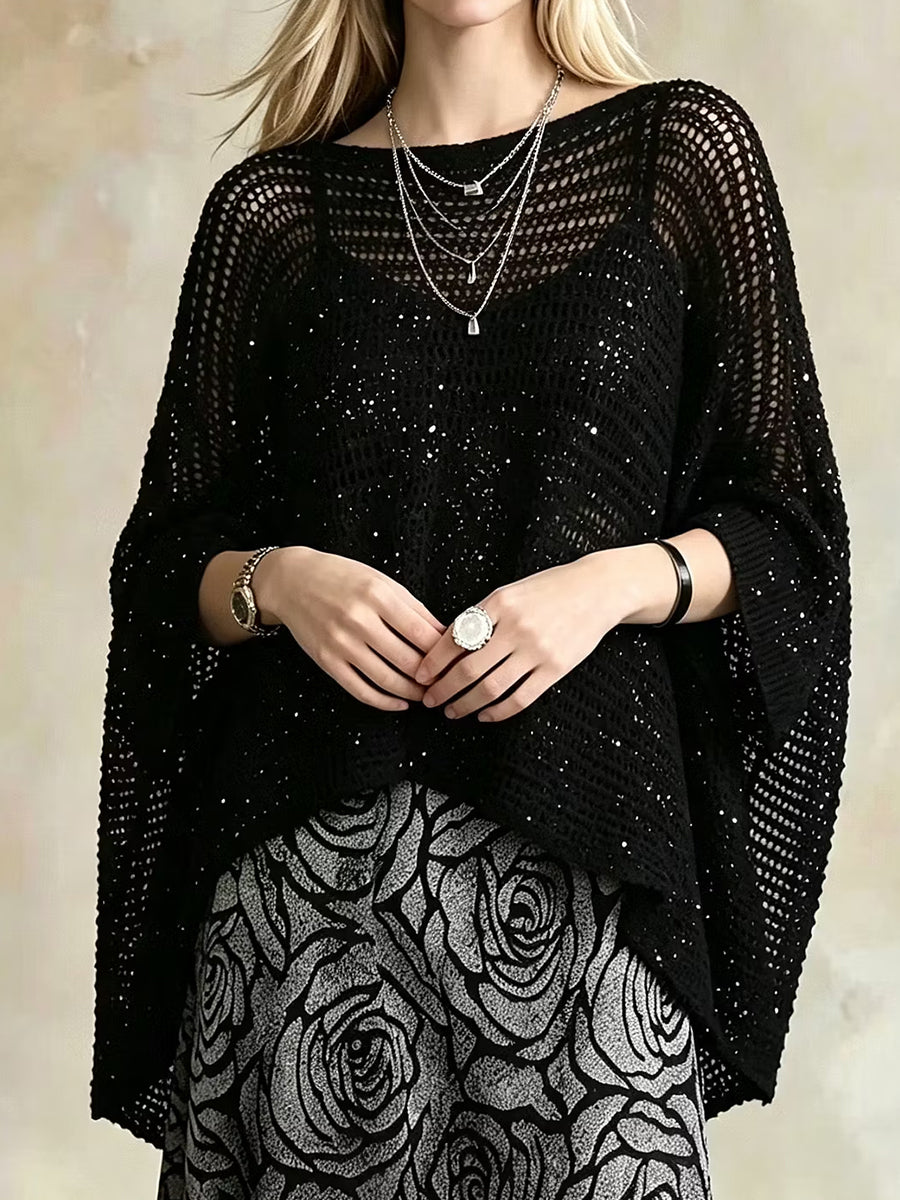 Chic Black Sequined Sweater