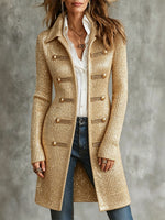 Chic Shimmer Ribbed Knit Long Cardigan