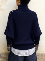 Layered-Effect Mock-Neck Knit Pullover