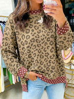 Chic Leopard&Polka Dot Print Sweatshirt