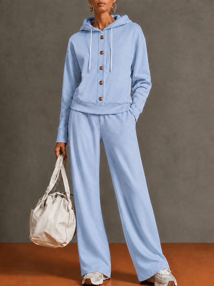 Casual Hooded Sweatshirt Two-piece Set