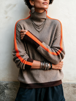 Cozy Herringbone Mock Neck Sweater
