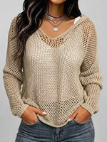 Casual Hooded Cotton Knit Top