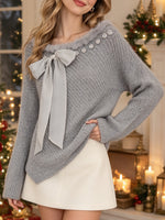 Christmas Knit Sweater With Plush Trim