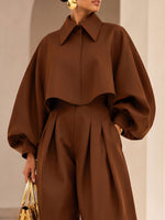 Sophisticated Rich Brown Cropped Shirt