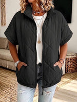 Casual Diamond-quilted Zip-up Padded Jacket