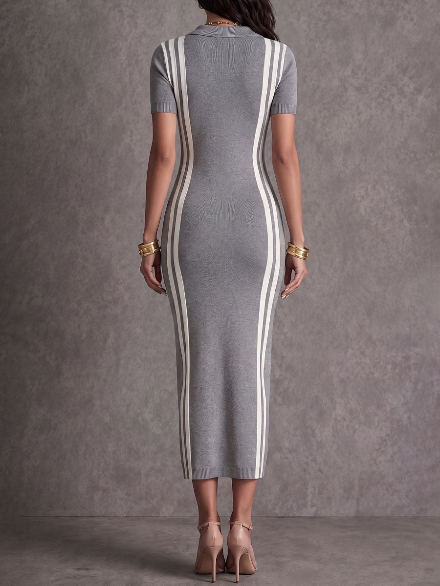 Women's Collared Short-sleeved Casual Slim-fit Bodycon Dress
