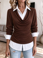 Elegant Draped Cowl Neck Knit Sweater