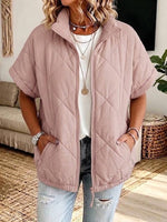 Casual Diamond-quilted Zip-up Padded Jacket
