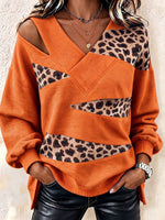 Chic Leopard Cutout Sweatshirt