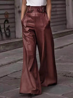 Urban High-Waist Wide-Leg Faux Leather Pants