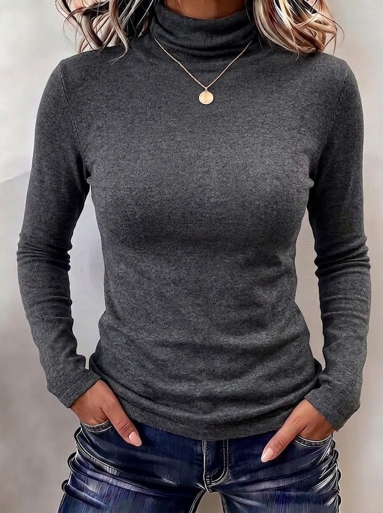 Classic, Versatile, Slim-fit High-neck Knit Top