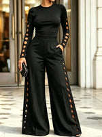 Chic Long-sleeve Top With Cut-out Details
