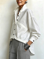 Chic Asymmetrical Cropped Hem Modern White Shirt