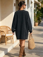 Casual Star-patch Distressed Oversized Sweatshirt Dress