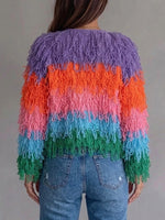 Ombré Knit Cardigan With Fringe