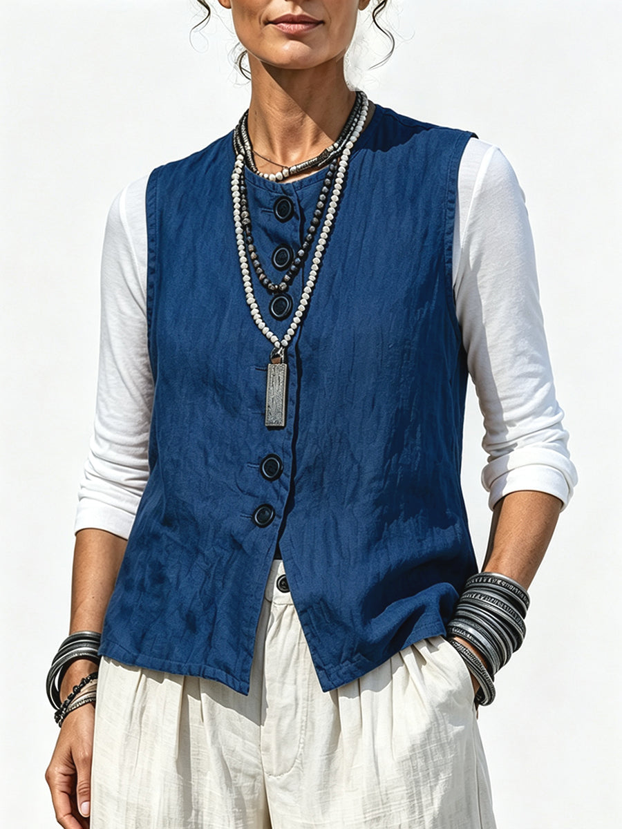 Casual Cotton-linen Blend Sleeveless Tank Top
