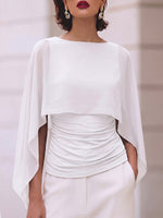 Women's Solid Color Round Neck Cape-style Slim Top