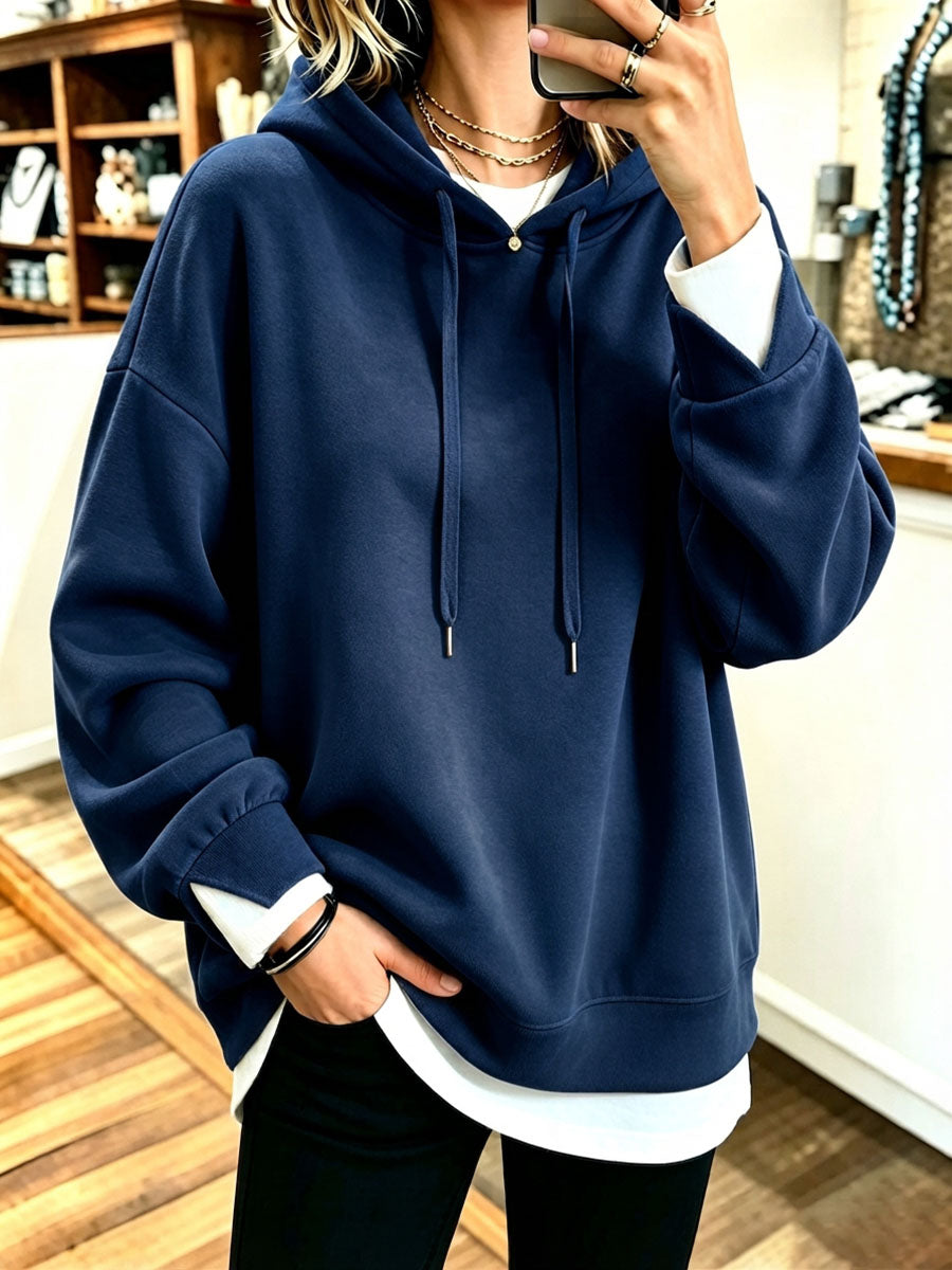 Cozy Casual Oversized Fake Two-piece Hoodie