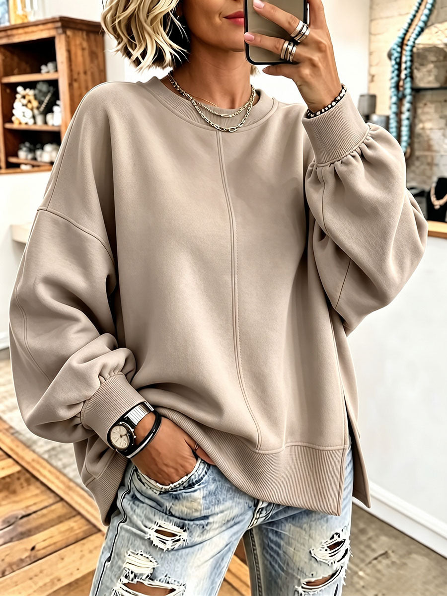Chic Vibrant Green Oversized Casual Long-sleeve Sweatshirt