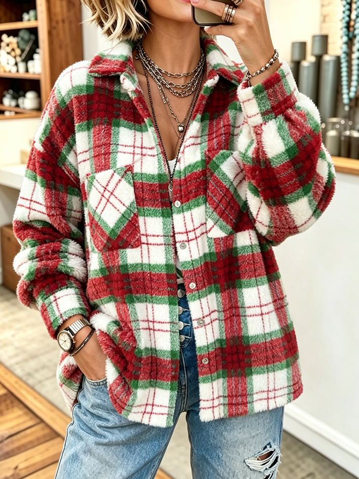 Cozy Oversized Plaid Fleece Shacket