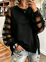 Elegant Black Mesh Panelled Sweatshirt