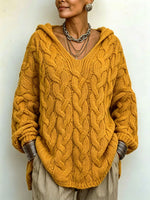 Cozy Chic Hooded Cable-knit Sweater