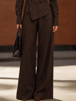 Vintage-style Striped Cotton Wide-leg Trousers