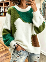 Cozy Trendy Colorblock Patchwork Knit Sweater