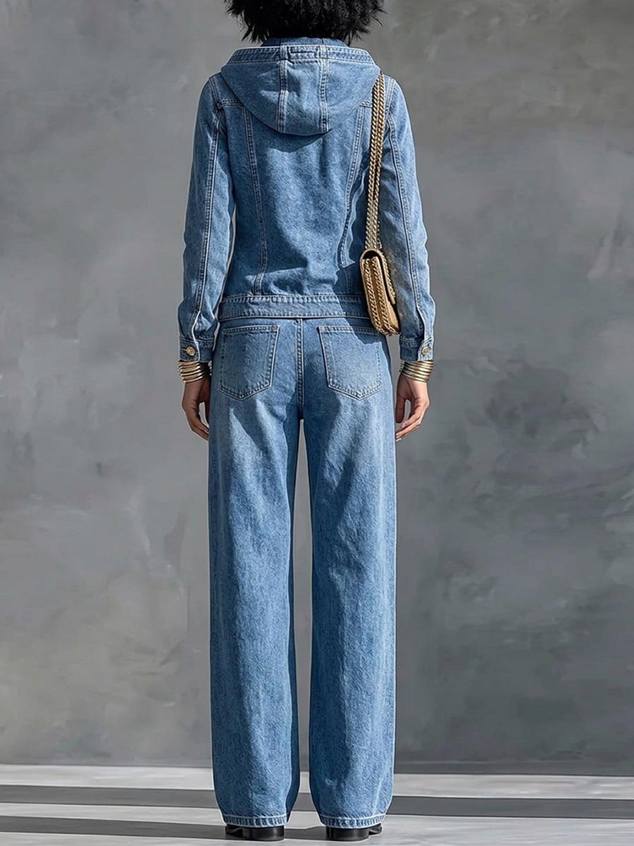 Women's Collared Long-sleeved Casual Loose Denim Cardigan Jacket