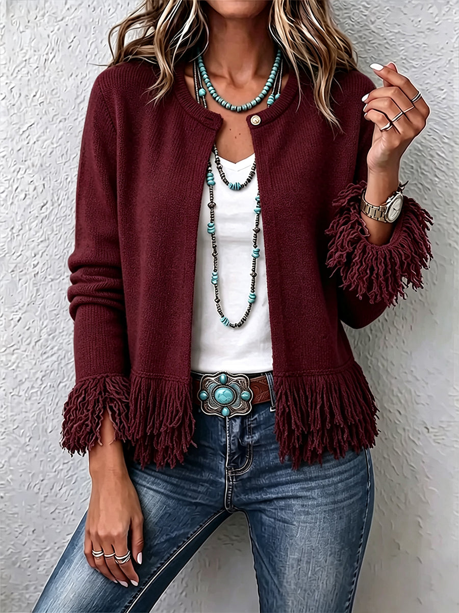 Stylish And Elegant Knit Cardigan With 3d Floral Appliqués.
