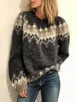 Casual Fair Isle-style Crew-neck Knit Sweater