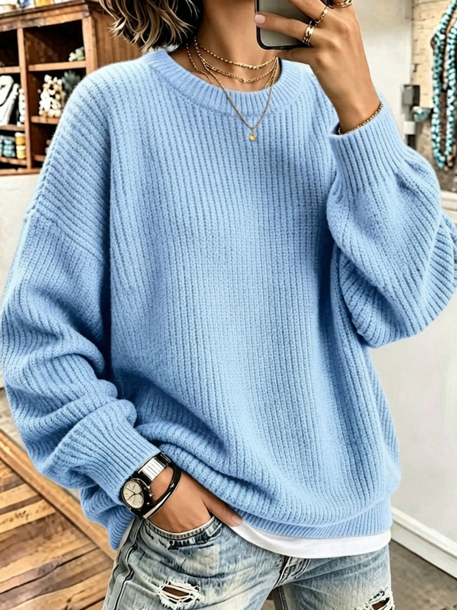 Cozy Oversized Basic Model Thickened Ribbed Knit Sweater
