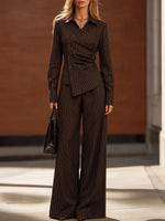 Vintage-style Striped Cotton Wide-leg Trousers