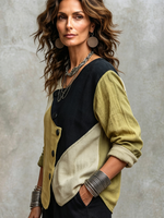 Stylish Asymmetric Colorblock Top