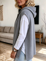 Casual Snap-button Hooded Knitted Sweater Vest