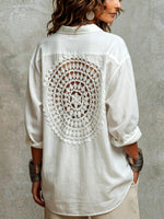 Boho Casual Hollow-out Crochet Mandala Lace Panel Shirt