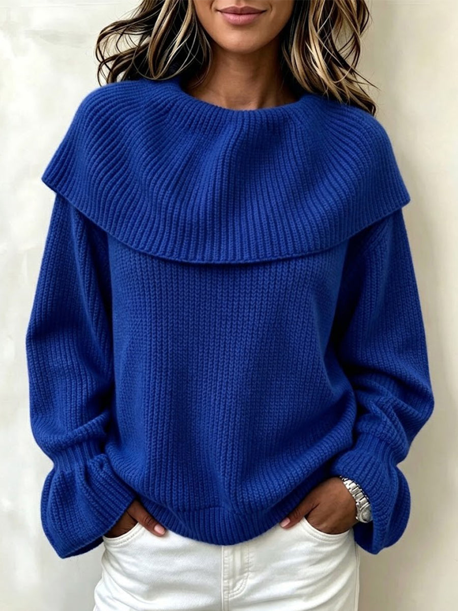 Off-the-shoulder Knit Sweater With Ruffles And Flared Sleeves