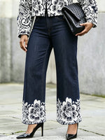 Chic Lace-print Jeans