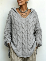 Cozy Chic Hooded Cable-knit Sweater