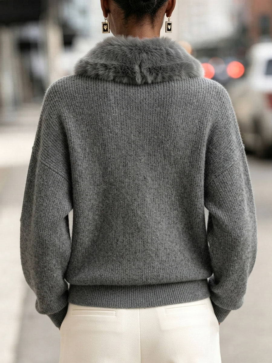 Chic Cozy Plush-collar Cardigan Sweater