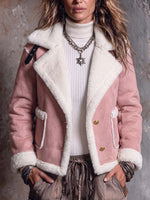 Women's Long-sleeved Casual Loose-fitting Faux Suede Jacket With Lapel