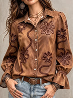 Vintage Floral Embroidered Denim Shirt