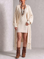Boho Chic Cable-Knit Scoop-Neck Mini Dress