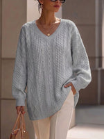 Loose-fit Cable-knit V-neck Sweater