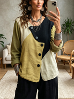 Stylish Asymmetric Colorblock Top