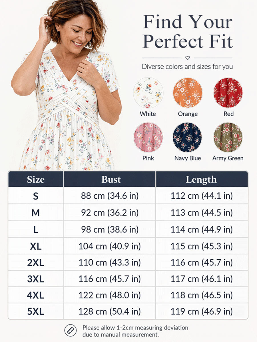 Women's V-Neck Floral Print Dress with Twist Waist