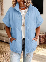Casual Diamond-quilted Zip-up Padded Jacket