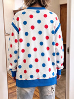 Comfortable Polka Dot Color-Block Sweatshirt